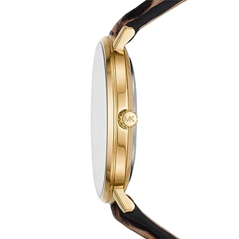 Michael Kors Cheetah Leather Pyper Silver Dial Ladies Watch- MK4751